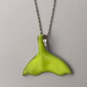 🧜‍♀️Mermaid tail 925 silver necklace hand made yellow color enamel